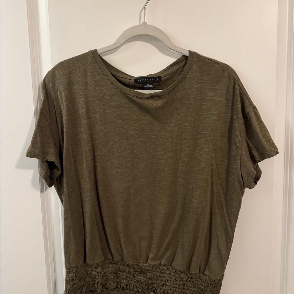 Sanctuary Green Relaxed Ribbed Short Sleeve Tee